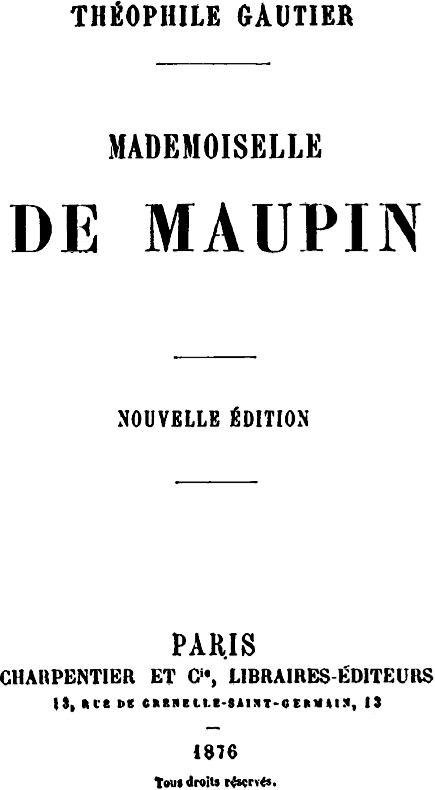 Cover Mademoiselle de Maupin