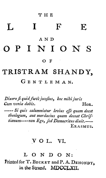 Cover Leben und Ansichten von Tristram Shandy, Gentleman
