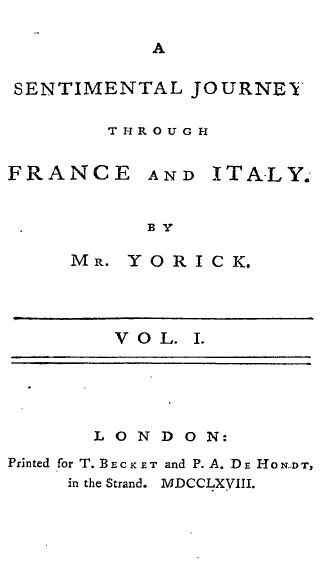 Cover Yoricks empfindsame Reise durch Frankreich und Italien